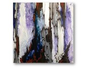 ORIGINAL Painting of Trees - Tree Art 12x12 Available in SET - home accent glossy purple lavendar dark blue brown white living room art