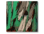 ORIGINAL Tree Art 12x12 - home accent piece painting emerald green red orange blue gray brown white office living room art - GIFT
