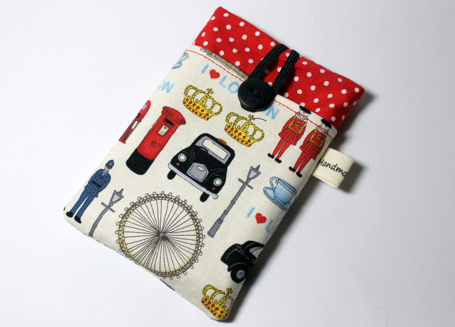 Fabric iPhone sleeve, iPhone case, iPhone pouch, iPod touch sleeve, I love London, I heart London