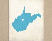 West Virginia Love State Customizable Art Print