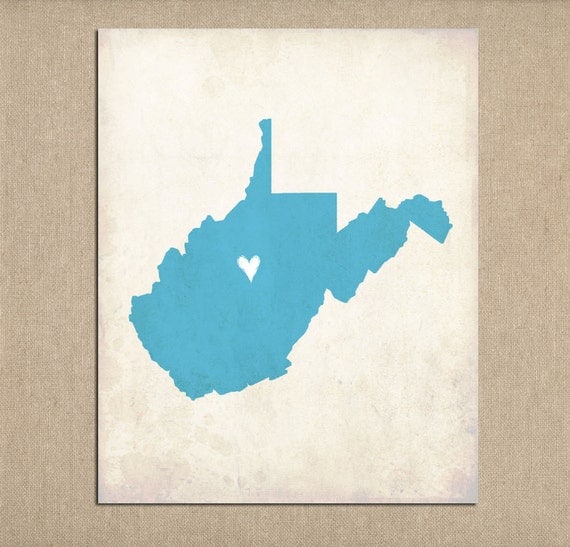 West Virginia Love State Customizable Art Print