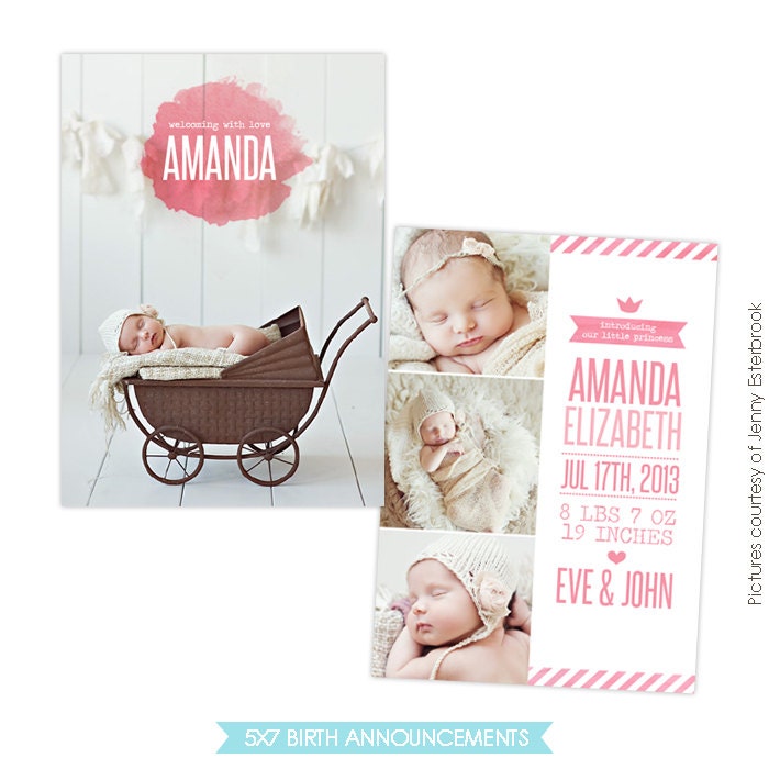 INSTANT DOWNLOAD - Birth announcement template - Princess Amanda  - E757