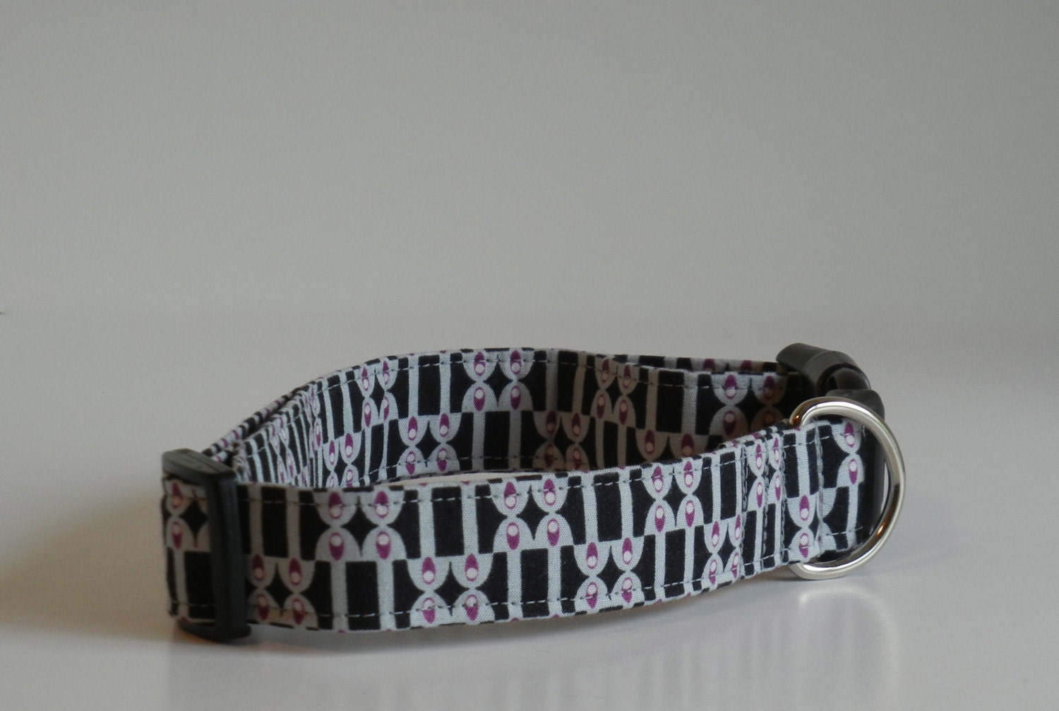 Organic Cotton Dog Collar Select Your Size Ready to Ship Micro Mod Cloud 9 Black Plum Gray