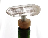 Quartz Crystal Wine Stopper- Clear quartz crystal point and natural cork.  A unique host or hostess gift. Special Edition.