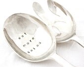 As Seen In Fitness Magazine, Eat More Salad vintage servers with Irish Crystal handles. Hand stamped with foodsafe methods, clean living