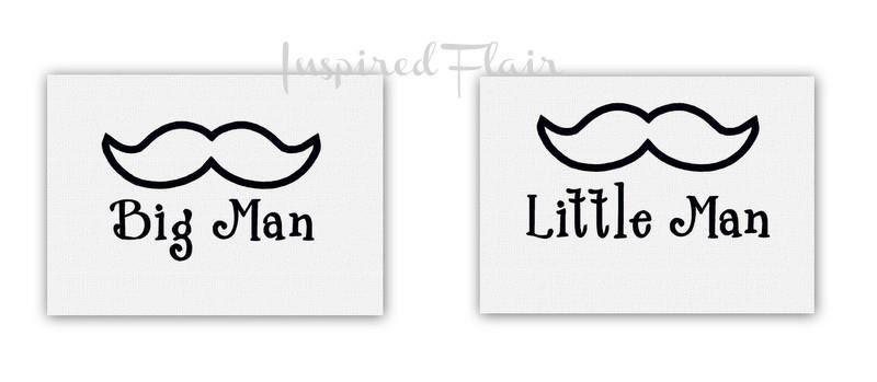 Personalized Big Man Little Man Brother or Father Son Mustache Applique Shirt- Boys Mustache Shirt- Funny Baby Onesie- Mustache Shirt