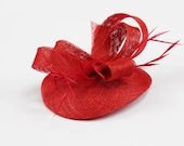Hat Fascinator  Sinamay  Red Headband 1