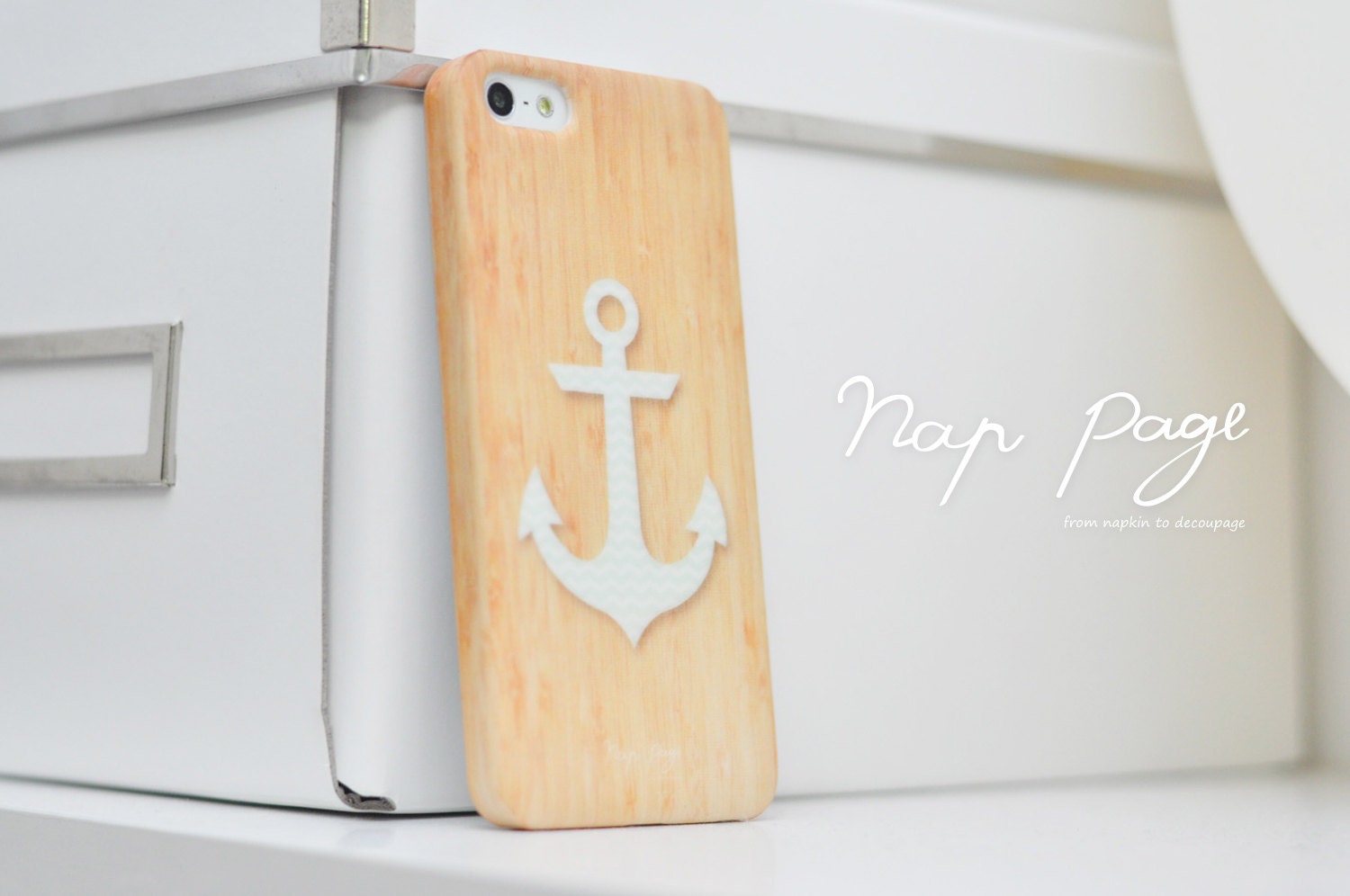 Apple iphone case for iphone iphone 5 iphone 4 iphone 4s iPhone 3Gs  : chevron blue wave anchor on wood (Net real wood)