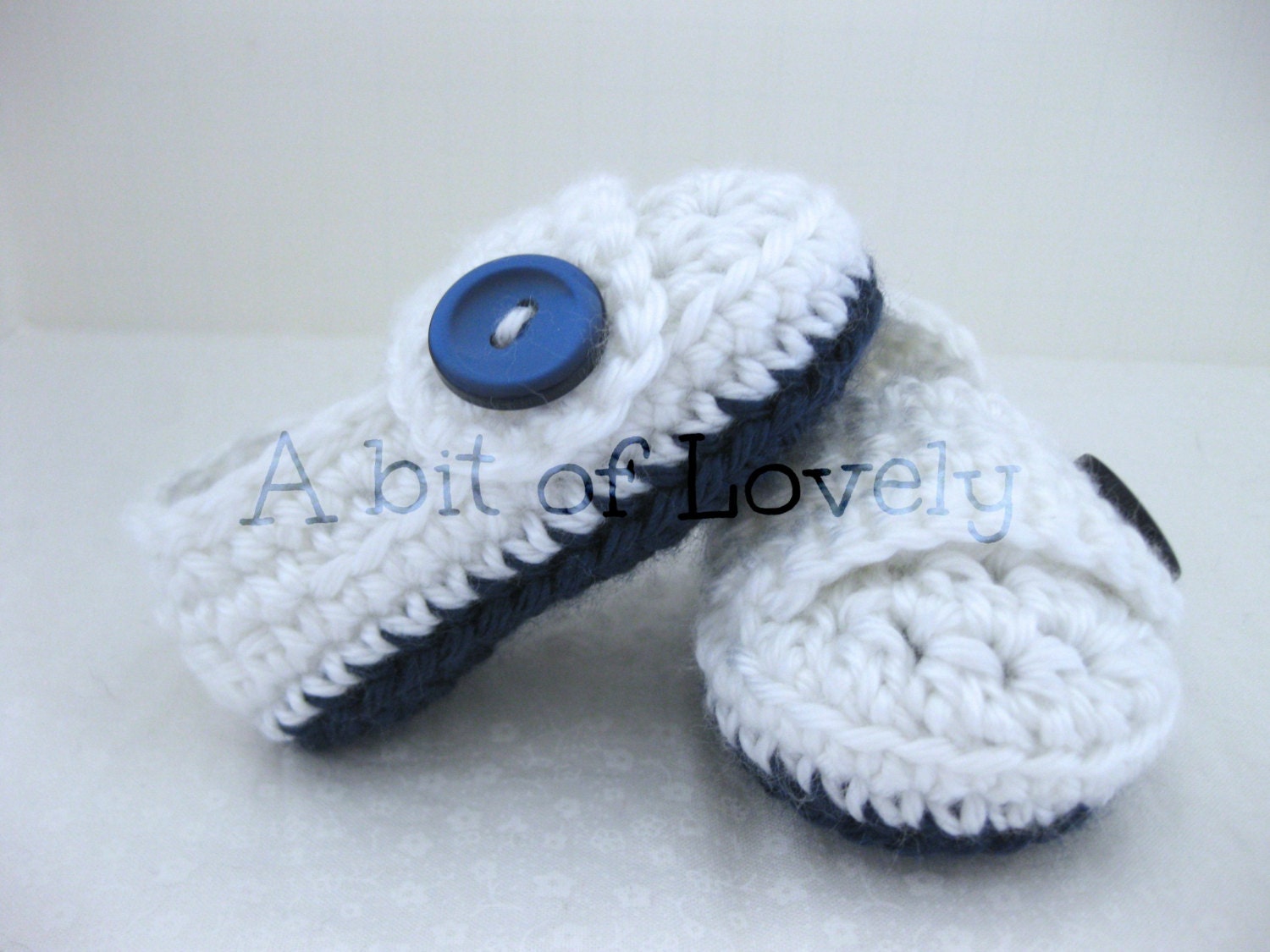 Easter Baby Boy Booties / Shoes - Blue & White Crochet  - YOUR choice size - (newborn - 12 months) - photo prop - children