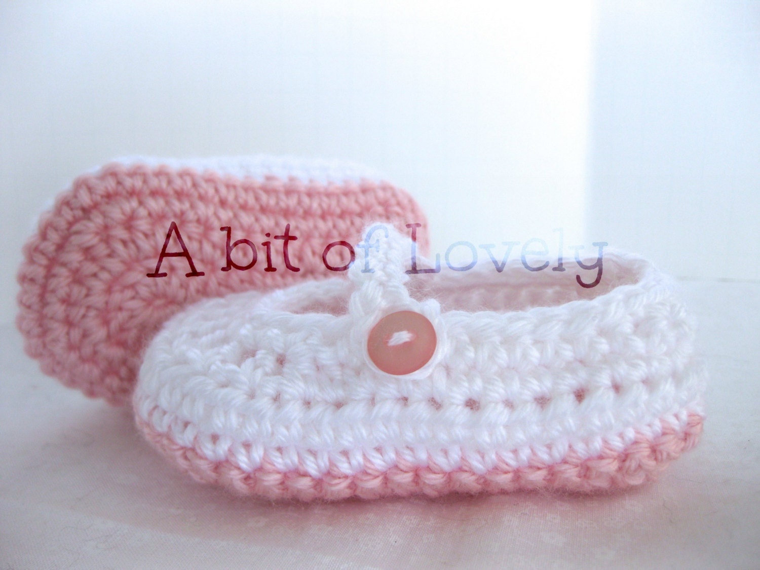 Spring Baby Infant Girl Shoes / Slippers / Booties - Light Pink & White - YOUR choice size - (newborn - 12 months) - photo prop - children