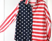 American Flag Stars and Stripes 90s Button-Up Shirt