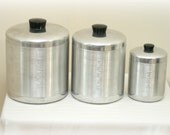 Retro Silver Metal Kitchen Canisters