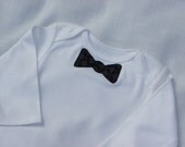 Bow tie onesie - black tie - 3 - 6 month - ready to ship