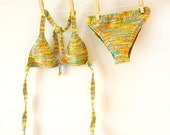 Knit  Bikini - Women's Multicolor Bikini - Two Pieces Bikini - Cotton Swimwear - Handmade Bikini  - Made To Order
