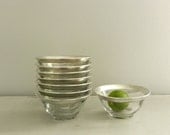 Authentic Dorothy Thorpe Silver Band Individual Serving Bowls Set of Eight Mid Century Serving Glassware