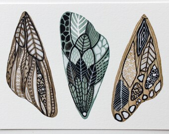 Wings Painting - Butterfly, Moth Watercolor Art Print - Archival Fine Art Print