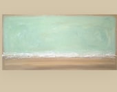 Beach Shabby Chic Original Painting Titled: Tranquility 24x48x1.5" by Ora Birenbaum