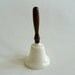 White Ceramic Pottery Hand Bell, Dinner Bell with Beautiful Wood Handle, Home Office Desk Decor