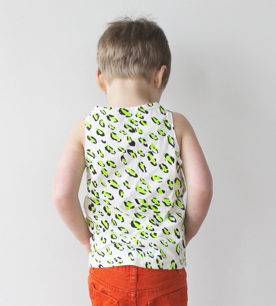 Hand Printed 'Cheetah' Tank in Neon Green and Black