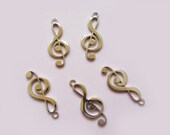 10 pcs-Silver Tone G Clef Musical treble clef  Charms Pendant Findings - Popolele
