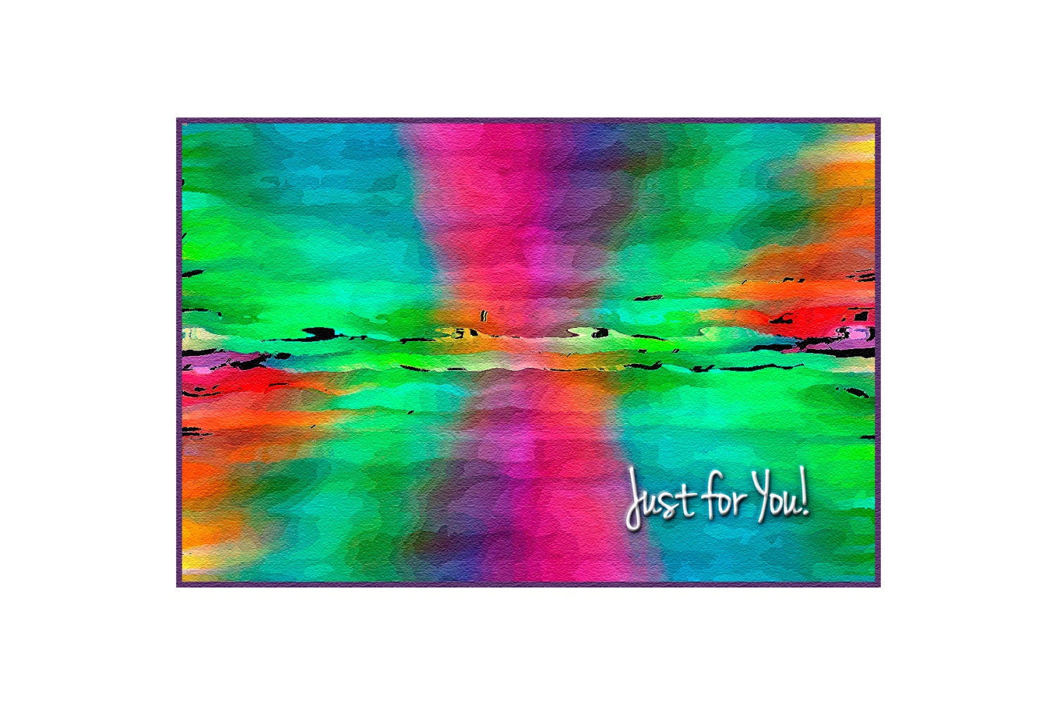 Reflections Over the Rainbow:  Watercolor/Digital, Modern Art Card. Printed on a Velvet-like Premium Matte Plus.