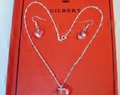 Swarovski Crystal Heart Earrings & Matching Vintage Crystal Heart Pendant Necklace Set-Valenties Day Gift Set