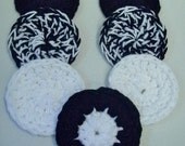Black & White Crochet Scrubbies - Handmade Set of 7