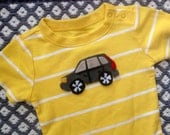 Volvo felt Broom Broom appliqué on onesie 