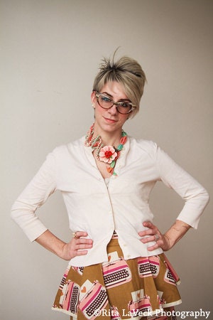 Wedding Flower Brooch Pearl Statement Necklace in Mauve, Coral, Pink, & Turquoise Jewelry by ZILLAS QUEEN