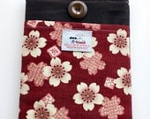 eReader Mini iPad Kindle Fire and Kindle Fire HD Sleeve Cherry Blossoms in Burgundy