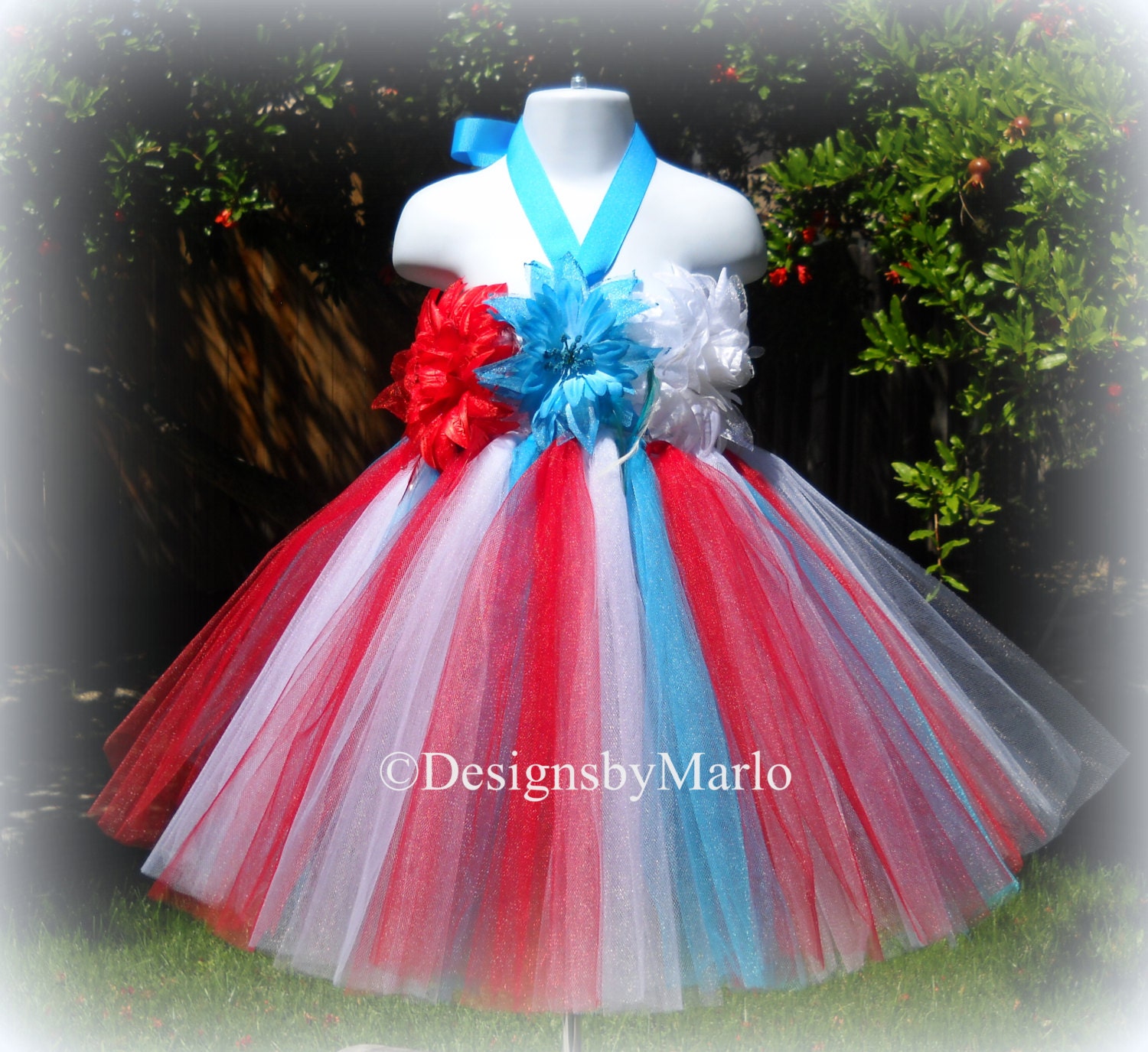 Red white blue patriotic tutu dress 2T 3T Tulle dress pageant dress flower girl dress Handmade tutu dress princess costume fairy costume