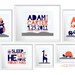 Personalized nursery art, birth stats, baby name, giraffe, bird, elephant. set of 6