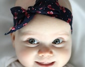 Classic Sailor Navy & Red Headband, Headwrap for baby and girl- paisleyorpolkadots