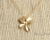 Gold Flower Necklace - Gold Orchid Necklace - Flower Girl Necklace - Bridesmaid Necklace