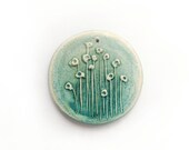 Teal Wild Flowers Polymer Clay Pendant