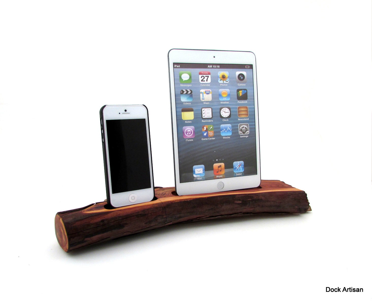 Natural Sierra Red Wood iPad Mini & iPhone 5 Docking Station