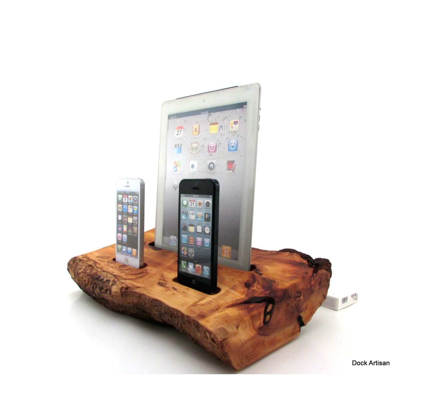 Live Edge Cedar iPad and Dual iPhone 5 Docking Station - Made to order
