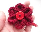 Red Headband with Flower: plastic hairband with red flower, plastic button