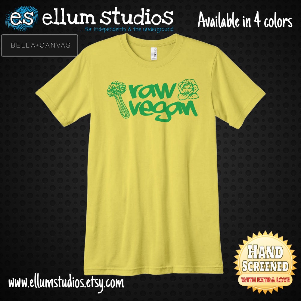 Raw Vegan Screen Printed Unisex Ringspun Jersey T-Shirt. Available in 4 colors.