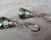 Moss Green Crystal Briolette Earrings