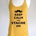 Keep Calm and Stache On Soft Eco-Heather Racerback Tank by Alternative Apparel