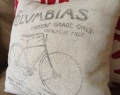 Vintage French flour sack inspired throw pillow 8X11