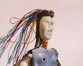 Robot Found Object Sculpture made from Computer Parts and Wood "Eartha"