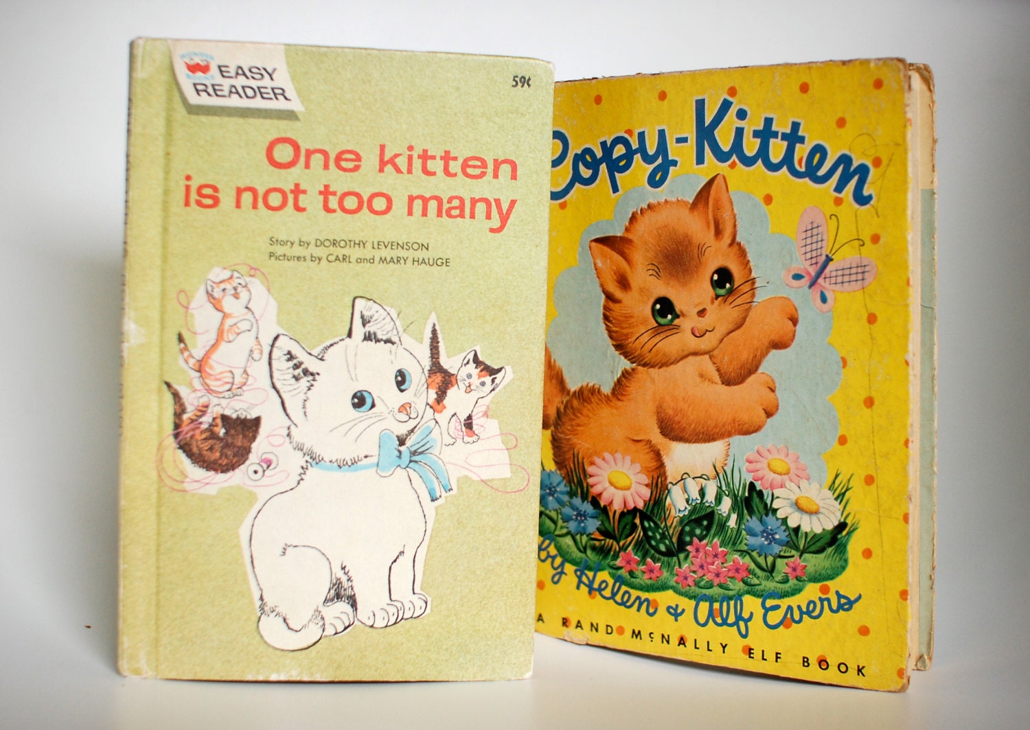 Vintage 1950s/60s kitty cat book pair