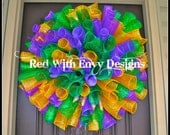 Mardi Gras Wreath, Wreath, Deco Mesh Wreath, Spiral Wreath, Curly Wreath, Mardi Gras, Mardi Gras Decoration