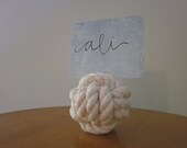 set of 6 small cotton rope knots / table number holder