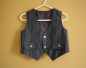 Vintage vest and pants / grey pinstripe set / baby boy 18 to 24 months 2T