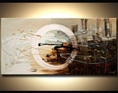 Original Large White Abstract Painting Textured Modern Palette Knife Acrylic Painting Ready to Hang 48"x24" by OSNAT