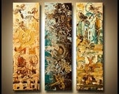 Original Abstract Painting Contemporary textured impasto palette knife Butterflies Are Free to Fly by OSNAT 36x36