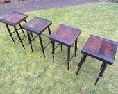 Industrial stool made with old reclaimed barn wood